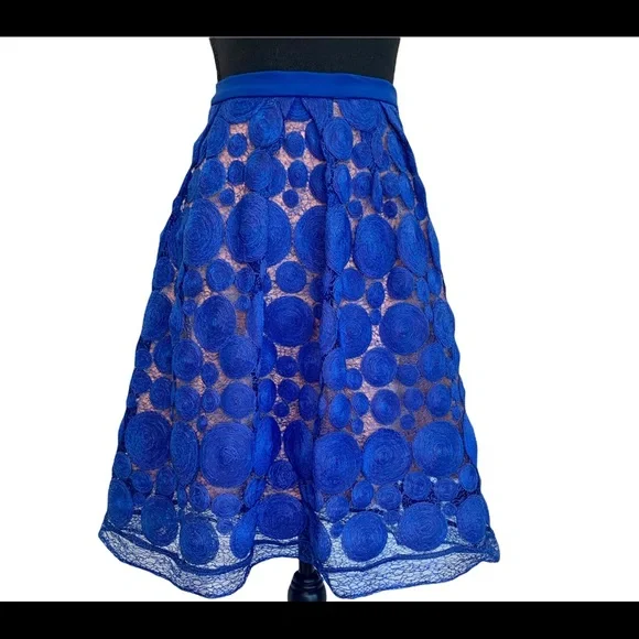 Anthropologie Eva Franco Albastru Circle Skirt Size 8 Blue Lined - Picture 4 of 8